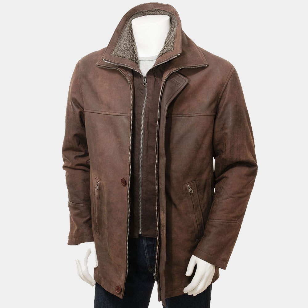 Mens Chestnut Leather Coat – ZIA INDUSTRIES