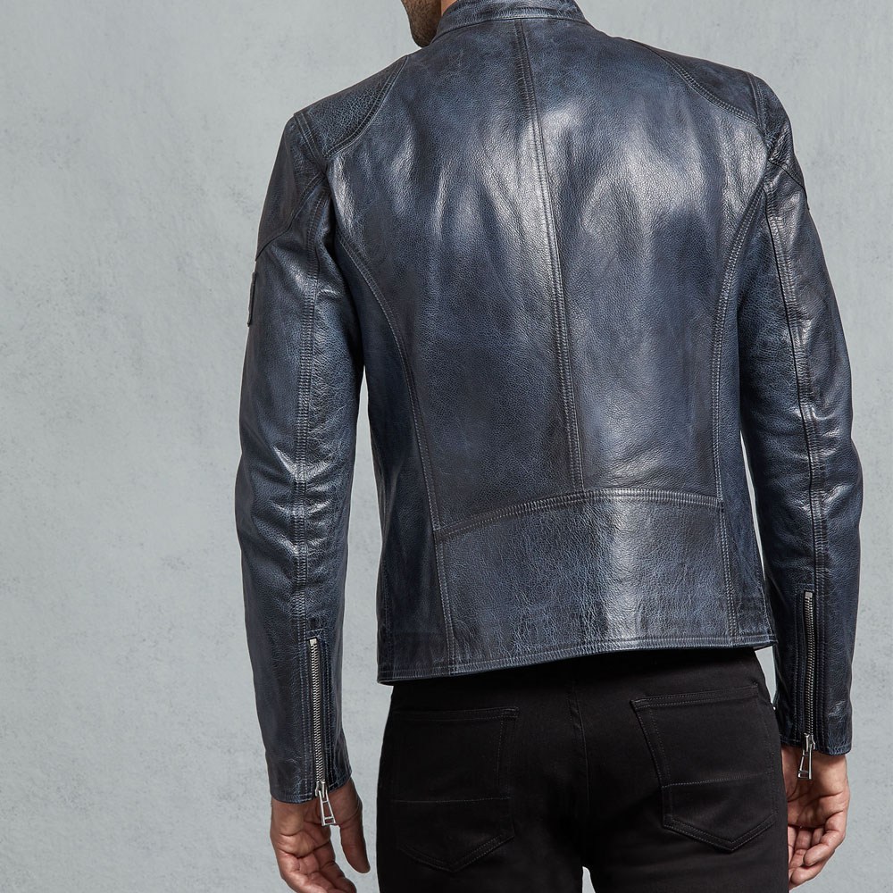 Bandit Cafe Racer Jacket in Lagoon Black Hand Waxed Leather – ZIA