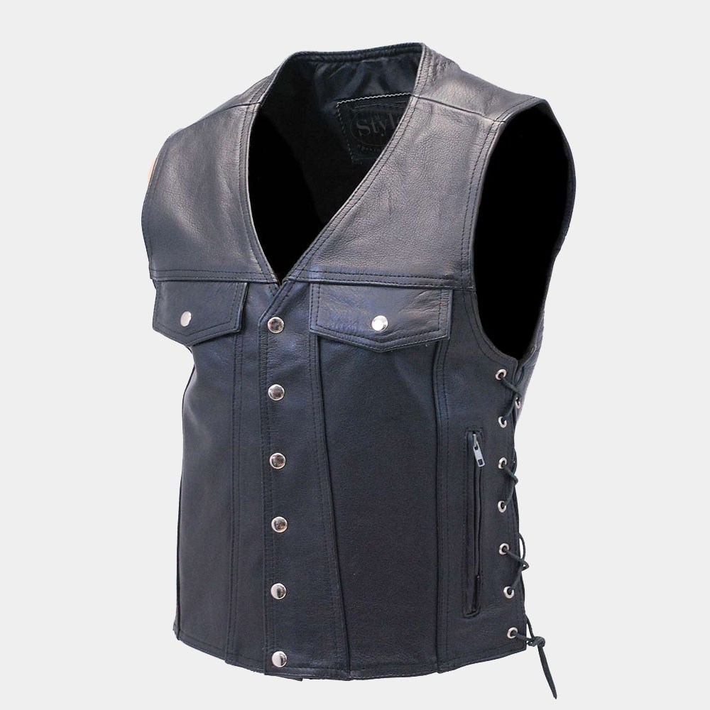 Long leather biker vest for men – ZIA INDUSTRIES